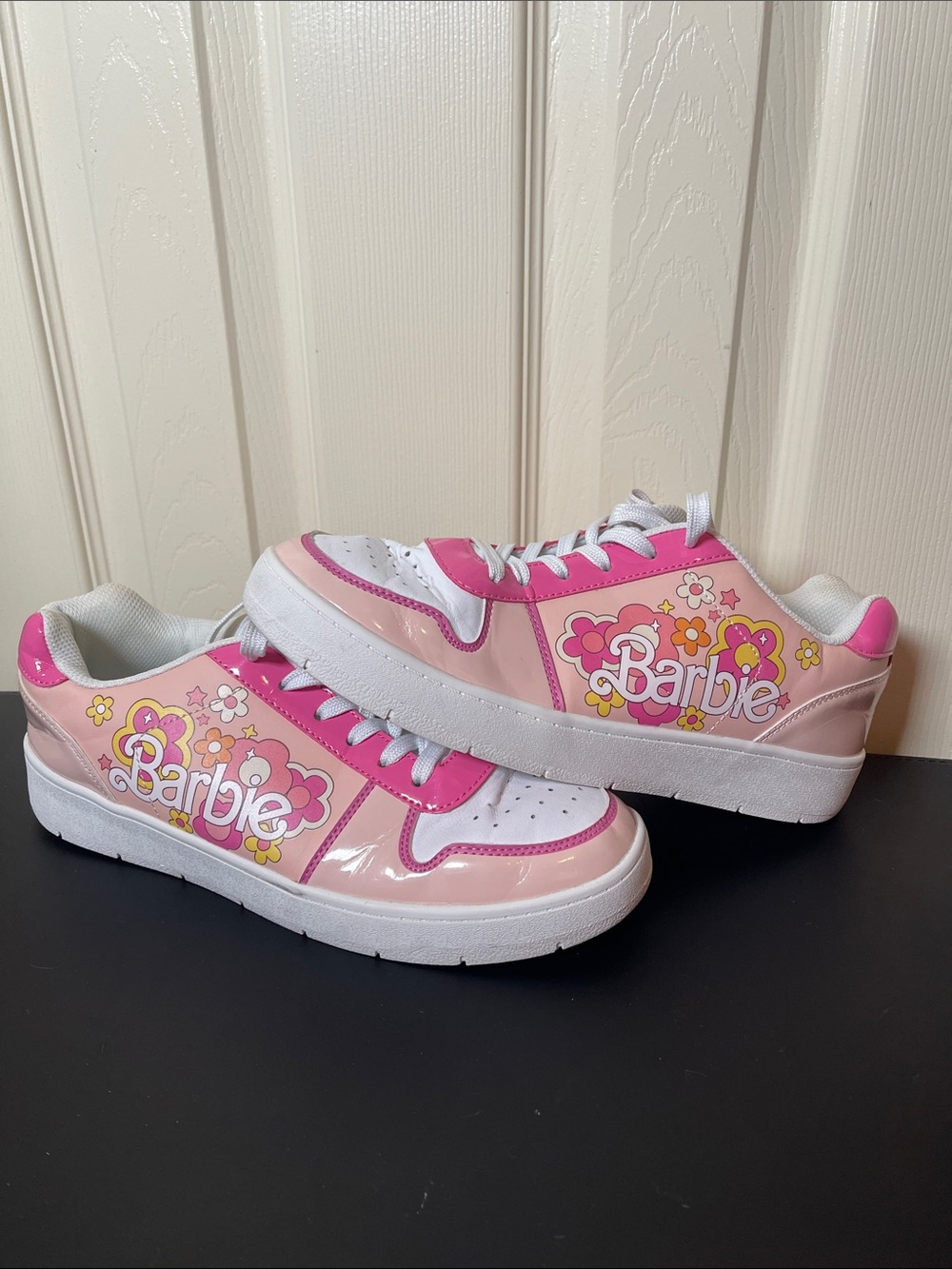 Barbie Pink and White Floral Low-Top Sneakers